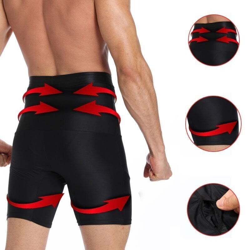 Men's Silicone Non-Slip High Waist Shapewear Boxer Briefs