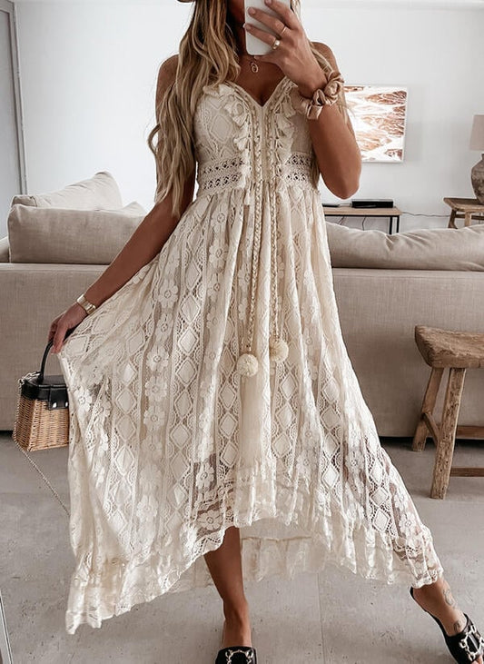 💕V-Neck Lace-Up Strappy Dress💕