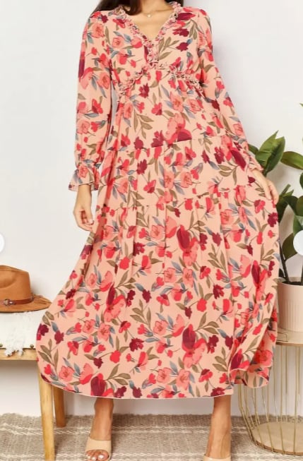 🔥FLORAL RUFFLE TIERED MAXI DRESS