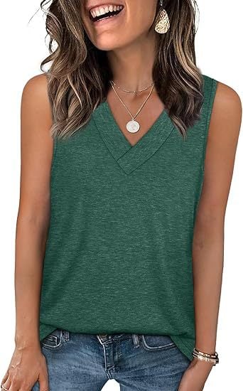 ✨Women's Sleeveless V-Neck Slimming Loose Fit Casual Tank Top T-Shirt