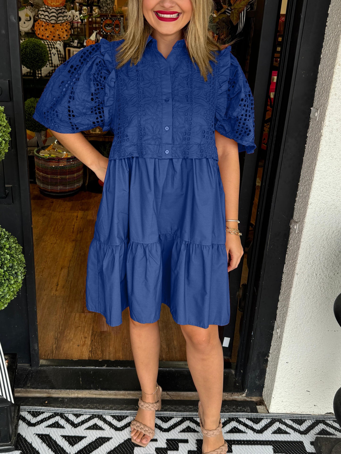 Lace Puff Sleeve Mini Dress