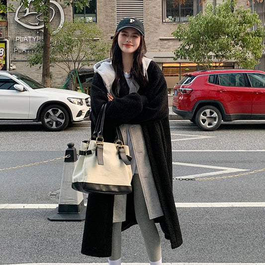 🔥2-Layered Lambswool Hooded Coat Jacket