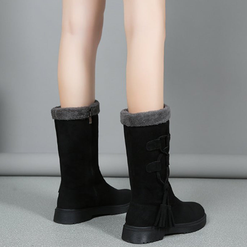 Warm ladies boots with side zip