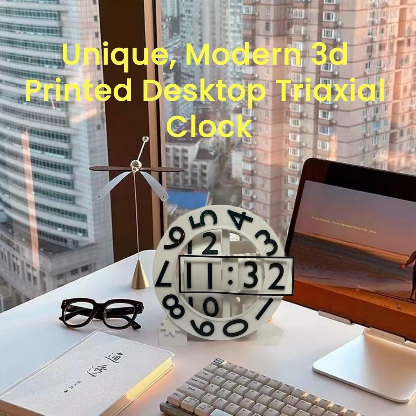 ⏰Unique Modern 3D Printed Desktop Triaxial Numechron Clock