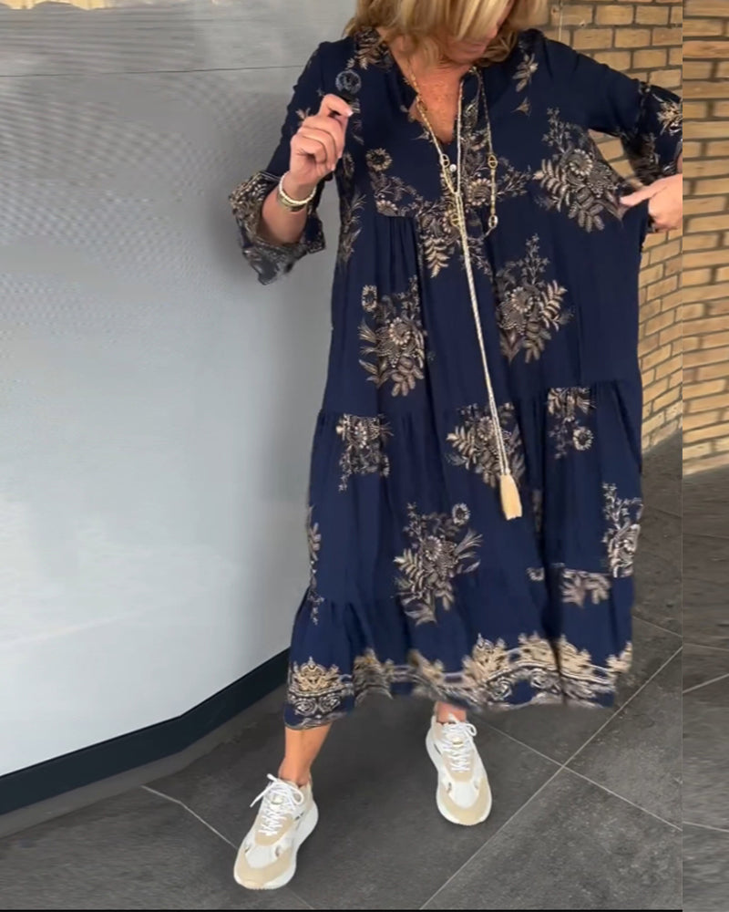 🔥Loose-Fitting Vintage V-neck Dress