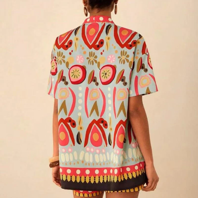 Women's Casual Bohemian Print Two Piece Set