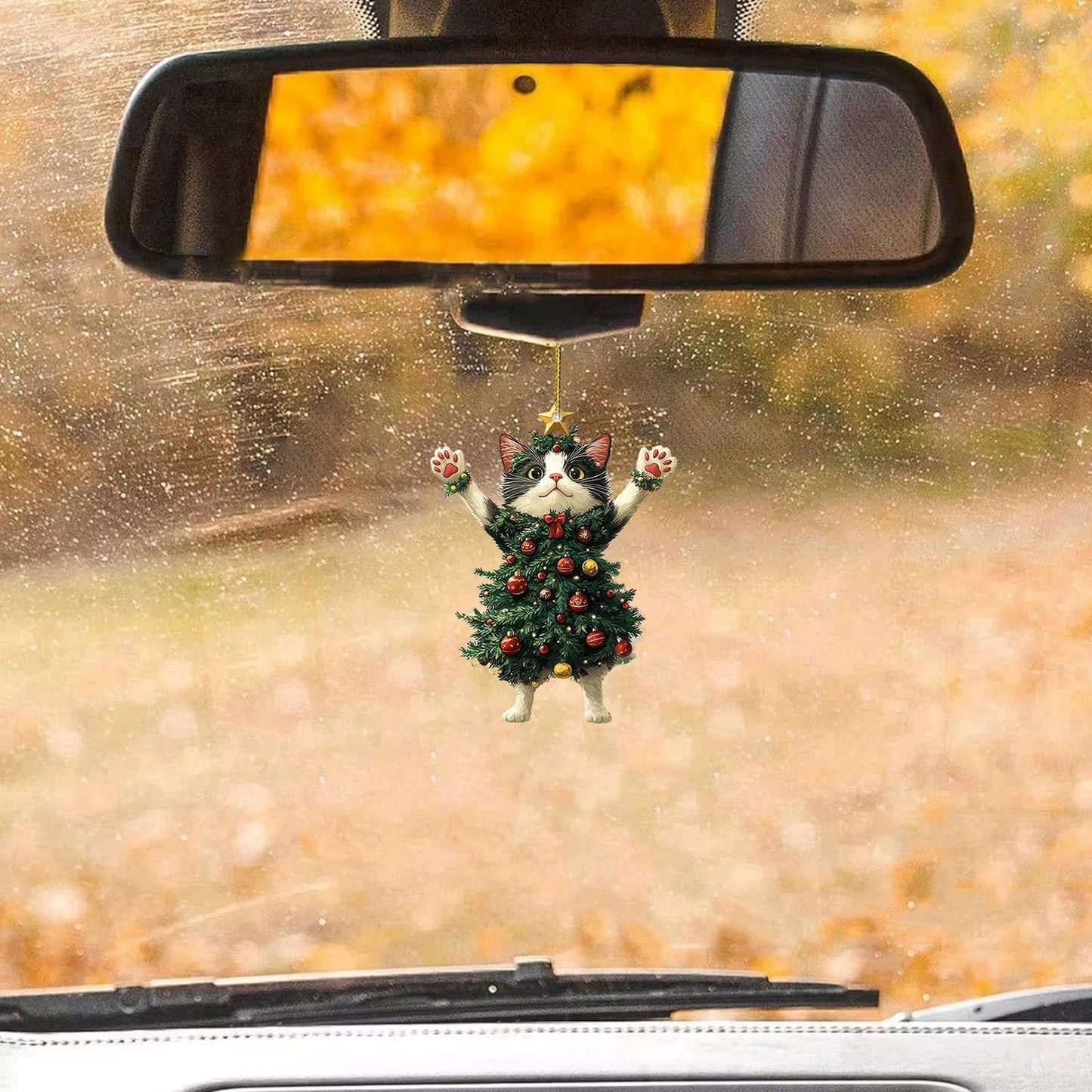 Funny Black and White Cats Christmas Ornament