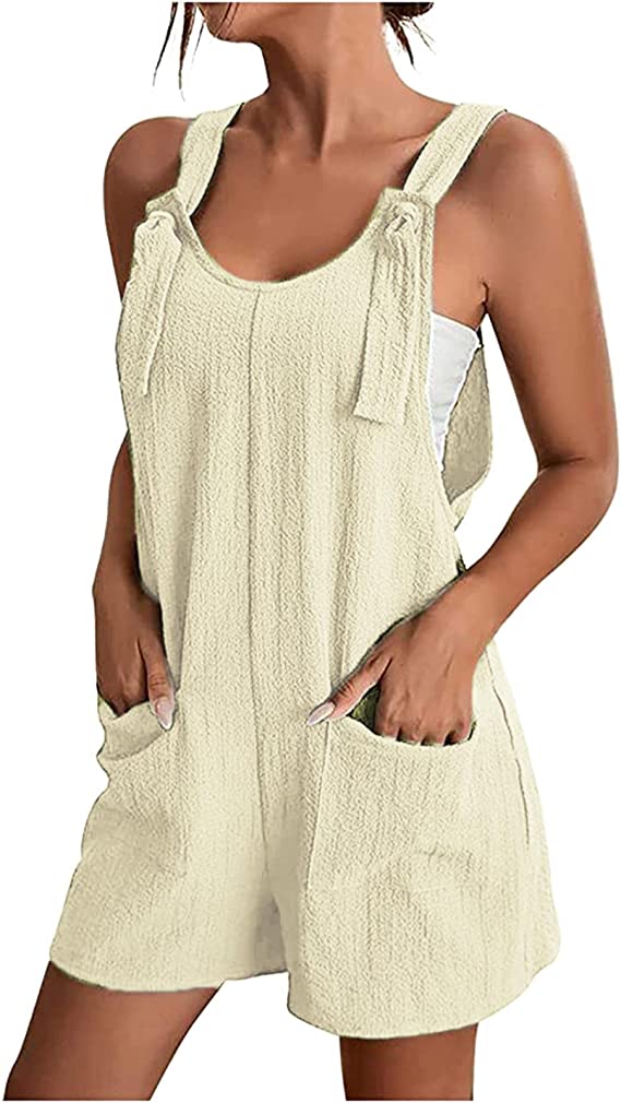 🔥Women's Stylish Casual U Neck Summer Holiday Short Jumpsuits