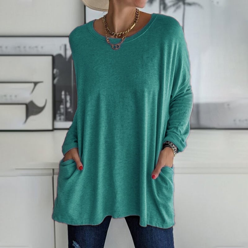🔥Round Neck Long Sleeve Pocket Solid T-Shirt🔥