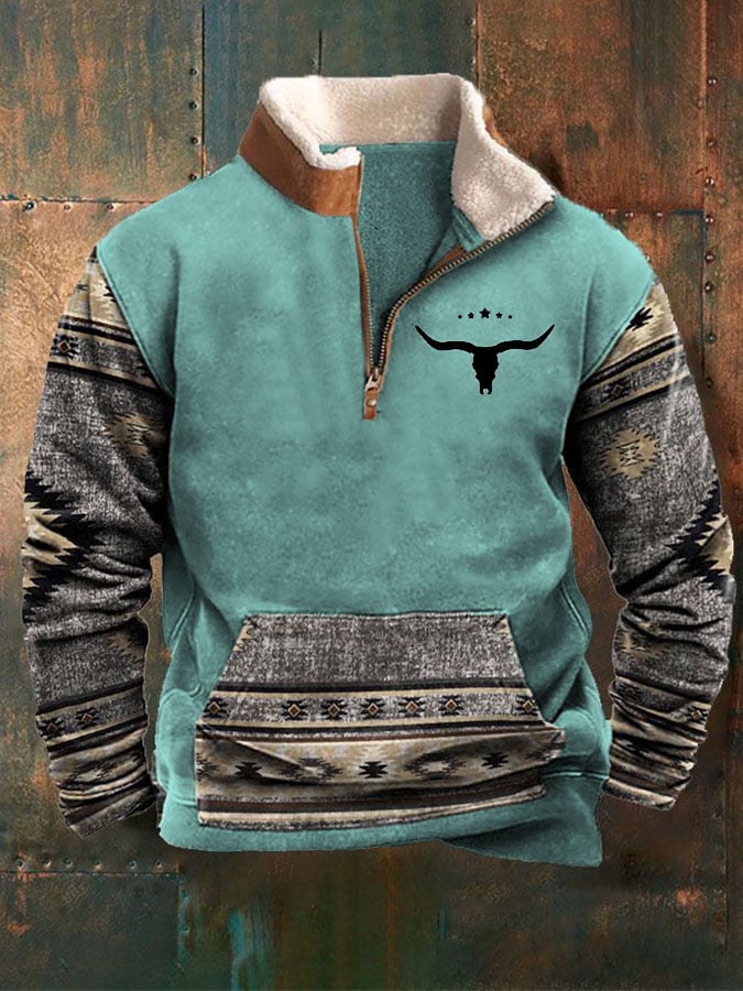 Men's retro western style printed casual sweatshirt