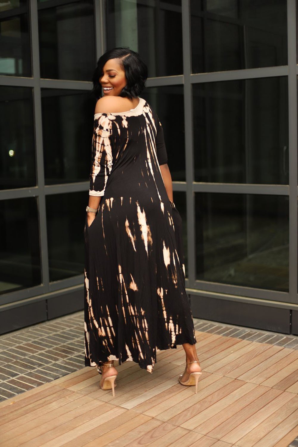 🔥💃Loose Graffiti Tie-Dye Pocket Midi Dress