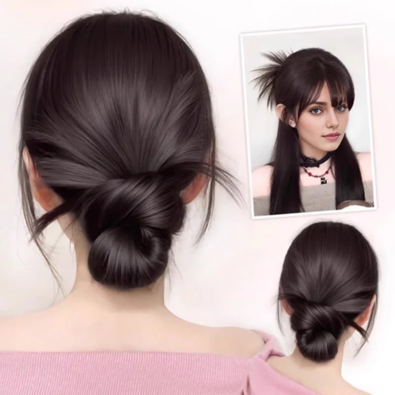 🎉Clip-on Feathered Bun Wig