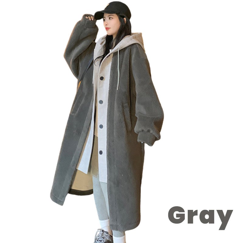 🔥2-Layered Lambswool Hooded Coat Jacket