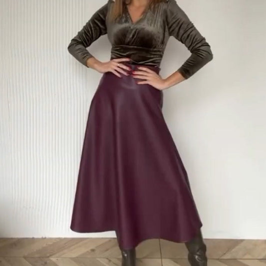 ✨ Women's Elegant Glossy Solid Color Skirt – Chic & Stylish! ✨