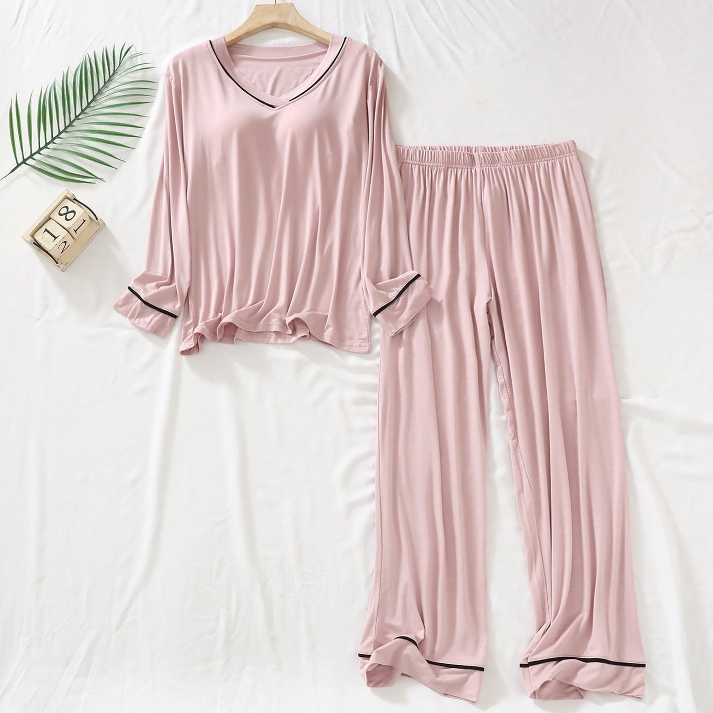 🎁Padded 2 Pieces Long Sleeve Cozy Modal Loungewear with Pants for Women