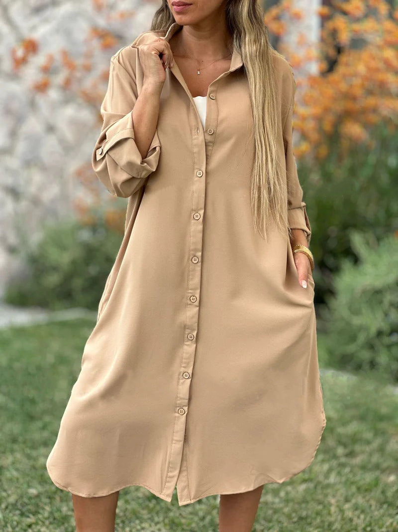 🔥Women's Casual Lapel Solid Color Shirt Coat