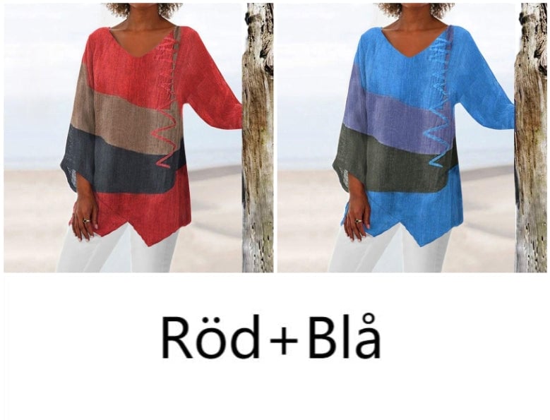 🔥Women's Elegant and Casual V-Neck Long Sleeve Art Print Top