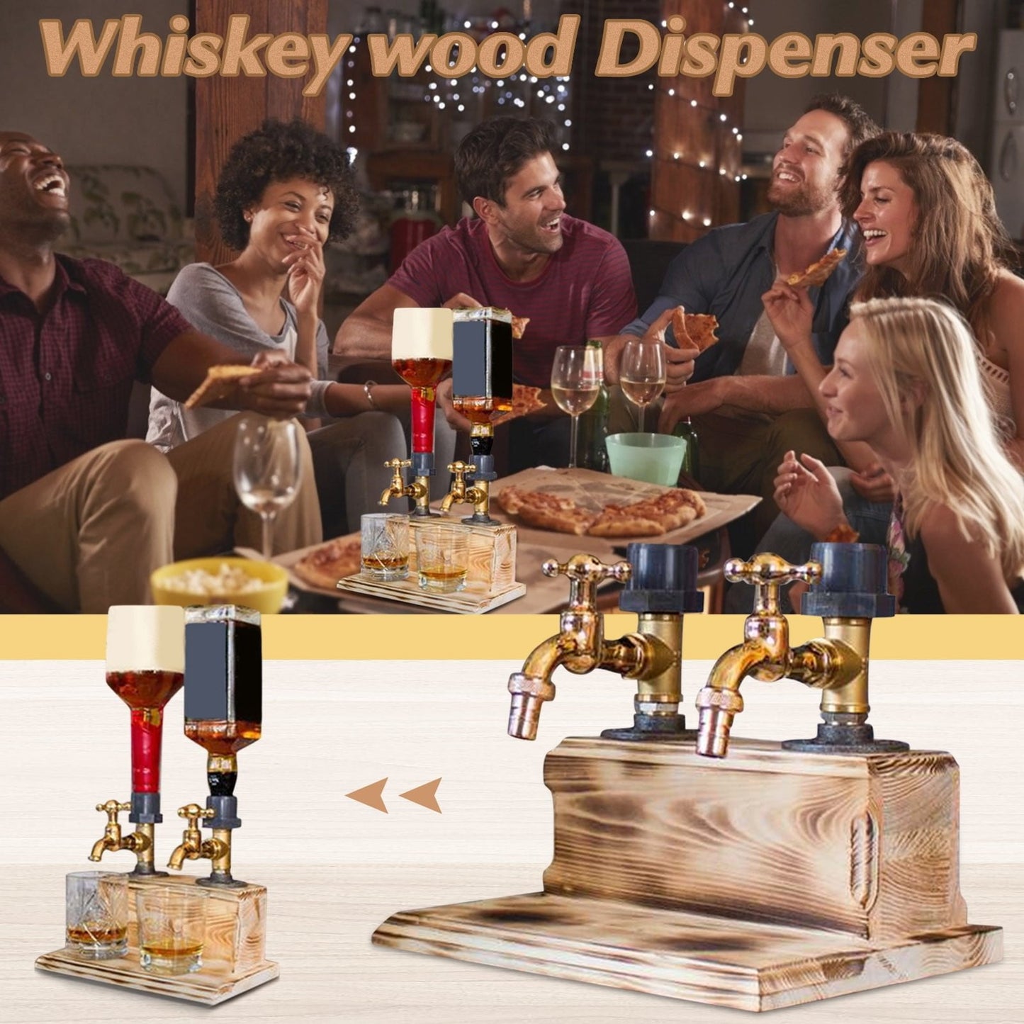 🍺Wooden Faucet Shape Liquor Alcohol Whiskey Drinks Dispenser