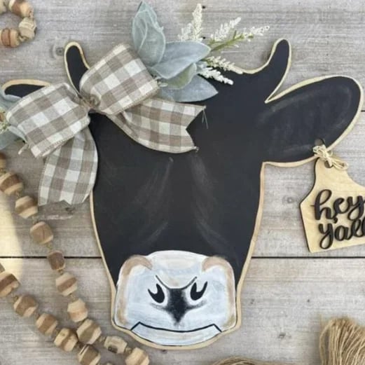 🔥Farmhouse Cow Head Welcome Wreath
