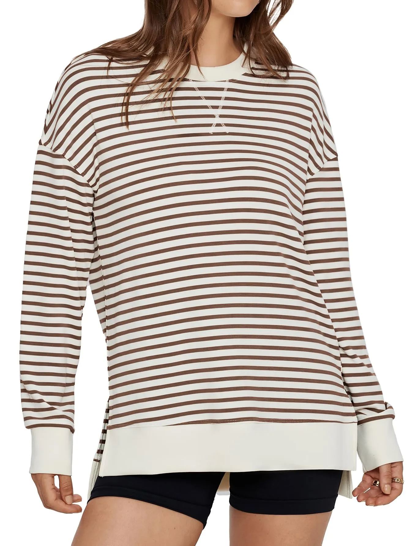 Women Long Sleeve Crew Neck Sweatshirt Casual Loose Shirt Top