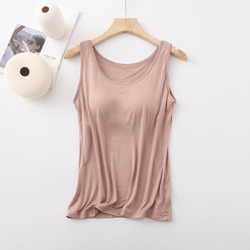🎁Women's Classic Solid Colour Built-in Bra Tank Top🎉