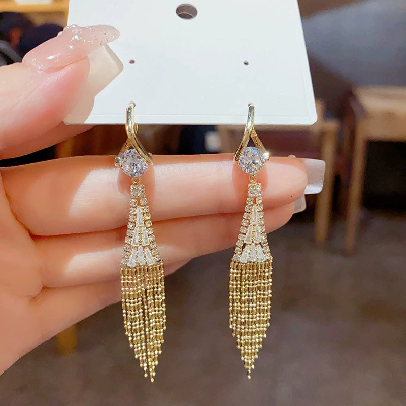Rhinestone Tassel Earrings