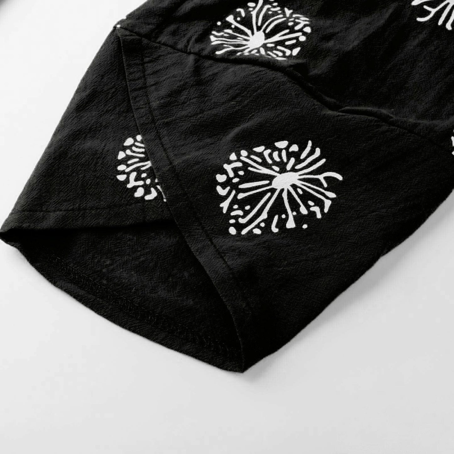 Women Printed Cotton Linen Wide Leg Drawstring Waist Capris Crop Pants