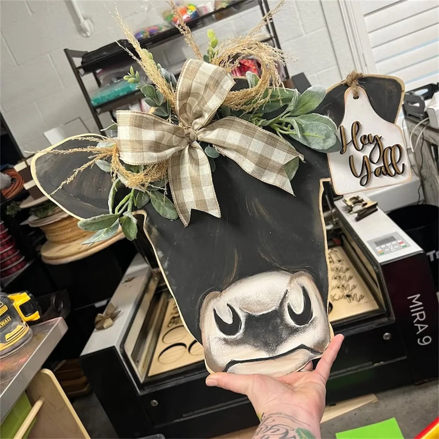 🔥Farmhouse Cow Head Welcome Wreath