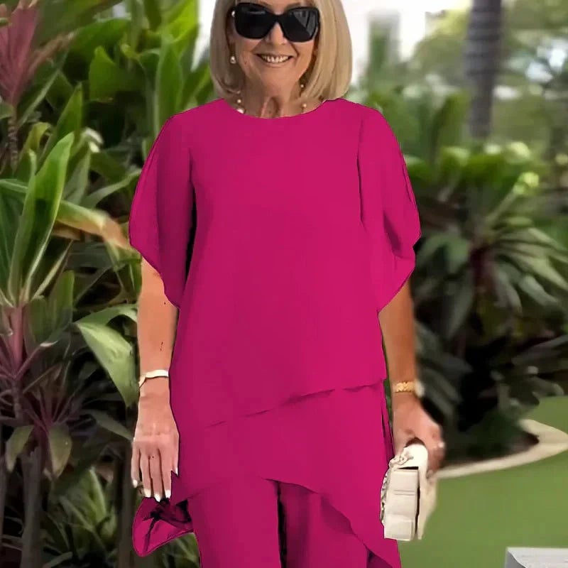 🥰Charming Irregular Top and Wide Leg Pants Set