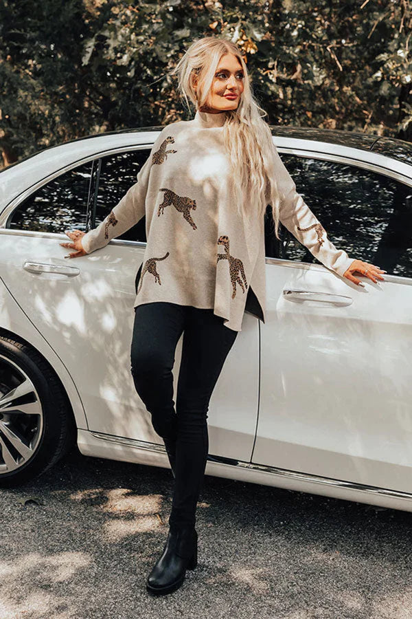 ⏳Casual Retro Tiger and Leopard Print Long-sleeved Top