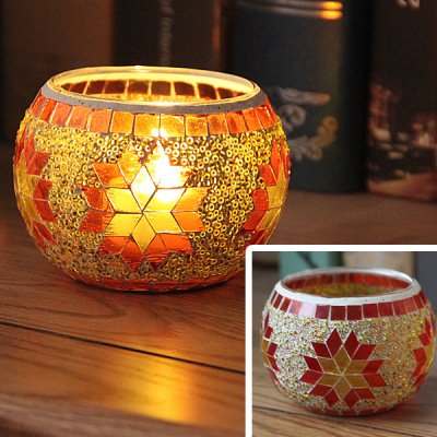 Mosaic Candle Holder Color Table Decor