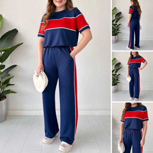 Women's Two-Piece Color-Block Casual Tracksuit
