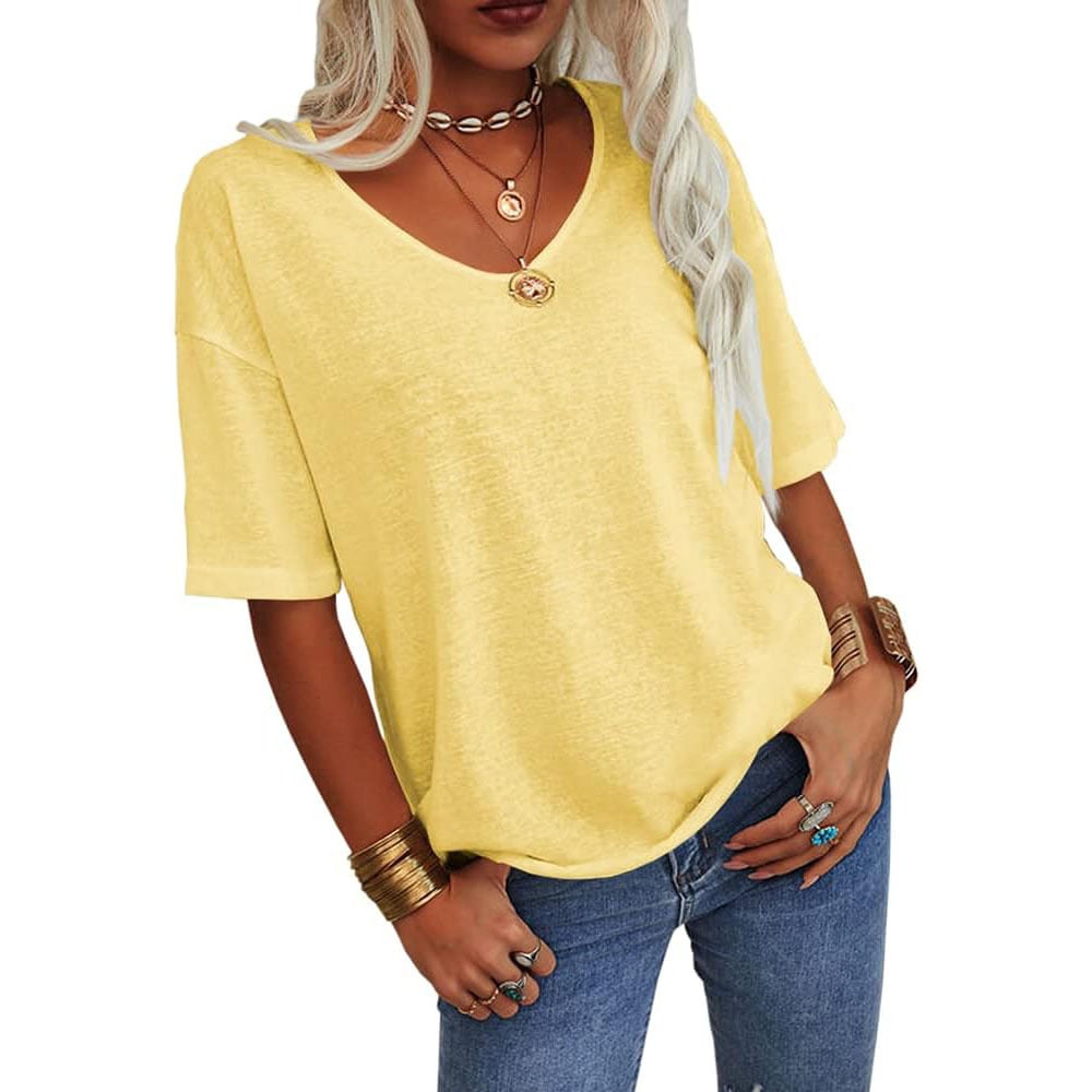 ✨Women's Solid Color V-Neck T-shirt