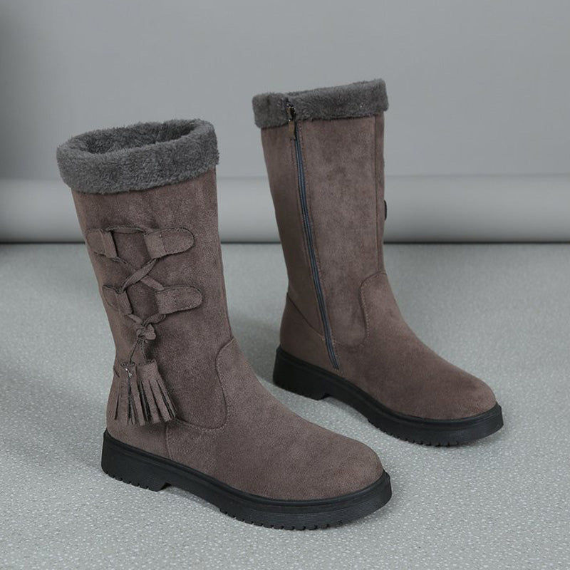 Warm ladies boots with side zip