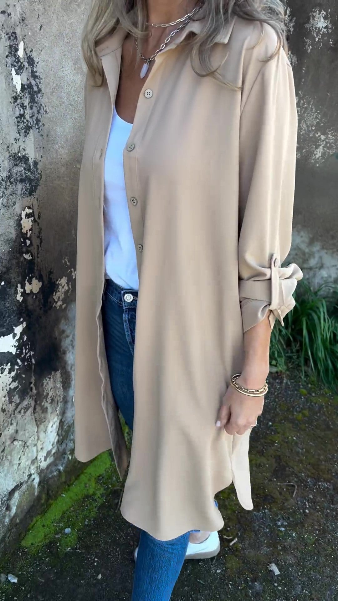 🔥Women's Casual Lapel Solid Color Shirt Coat