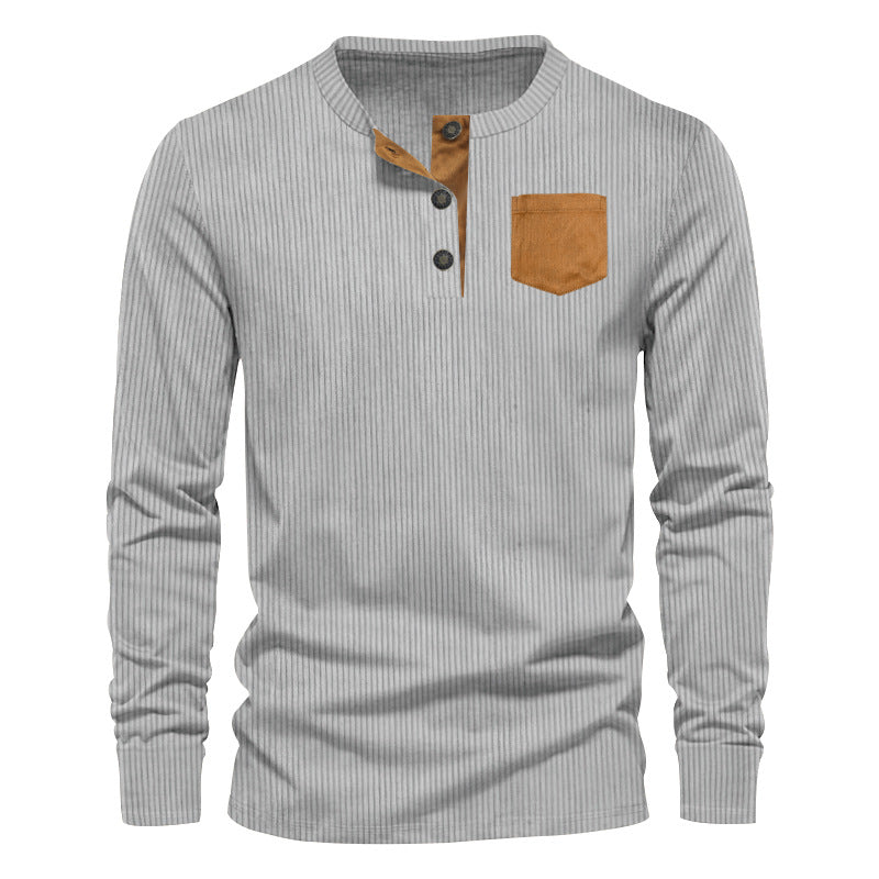 Men's Corduroy Henley Long Sleeve T-Shirt