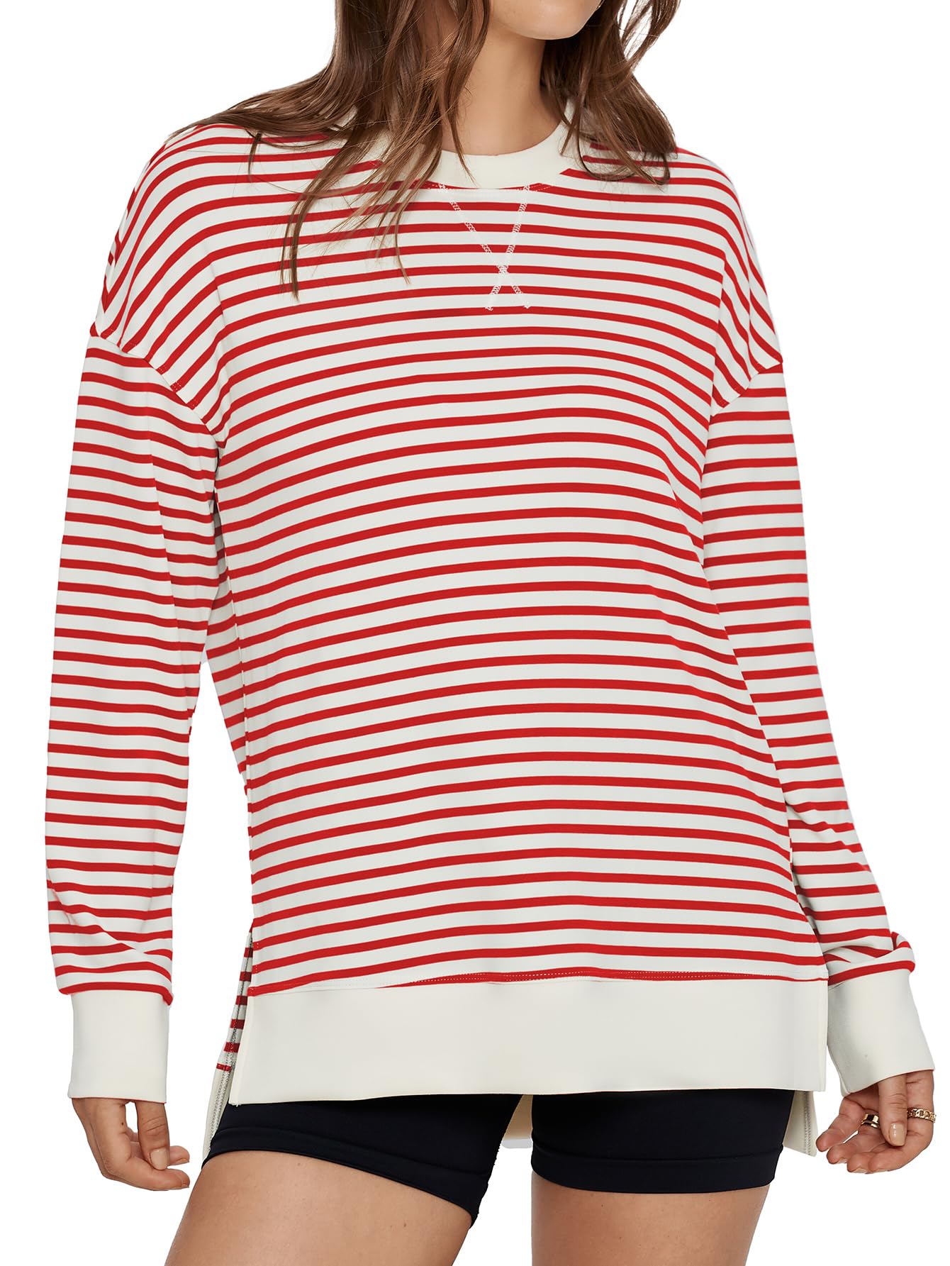 Women Long Sleeve Crew Neck Sweatshirt Casual Loose Shirt Top