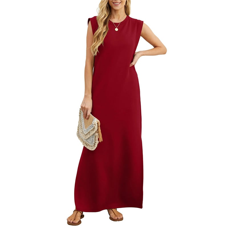 ⏰WOMEN SUMMER CASUAL LOOSE SPLIT WRINKLE-FREE LONG DRESS