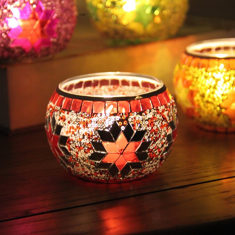 Mosaic Candle Holder Color Table Decor