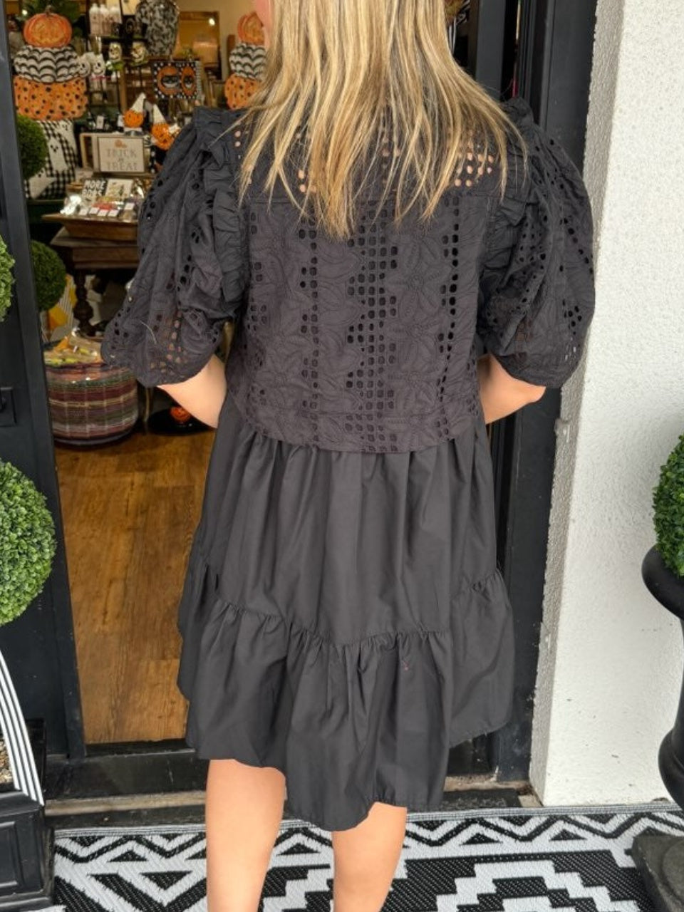 Lace Puff Sleeve Mini Dress