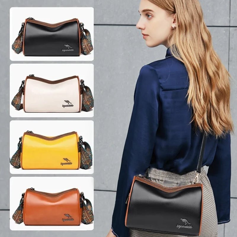 Versatile shoulder bag with wide shoulder strap for women