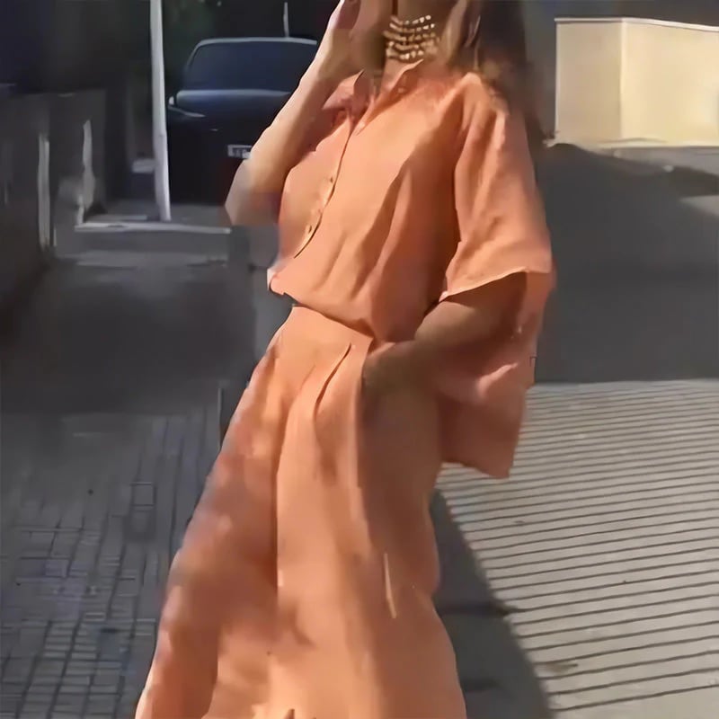 Women's two-piece cotton linen