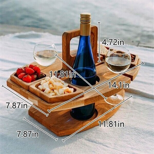 🍷PORTABLE WOODEN OUTDOOR PICNIC WINE TABLE🍷