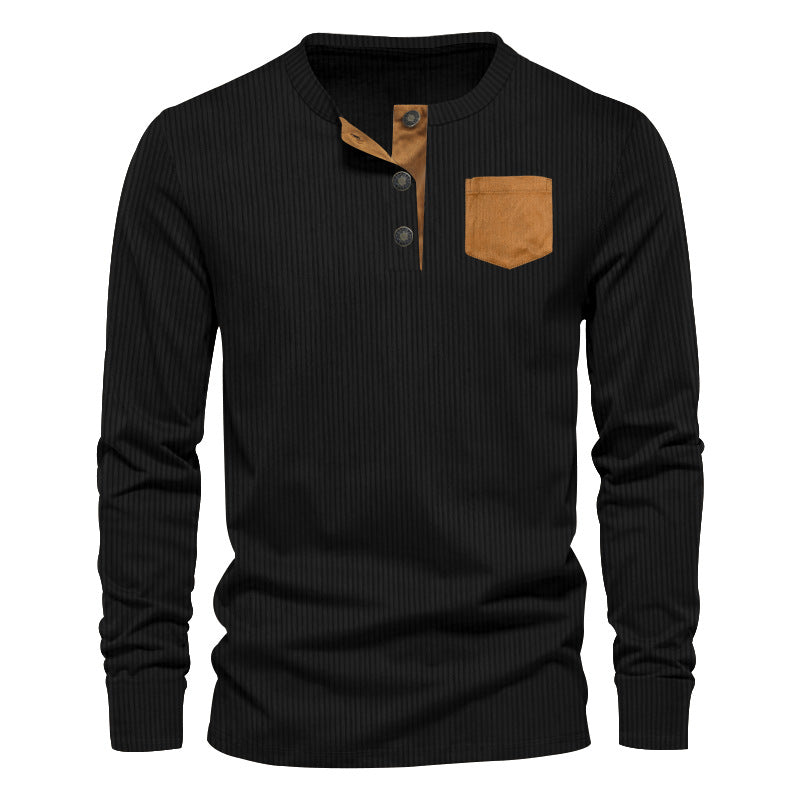 Men's Corduroy Henley Long Sleeve T-Shirt