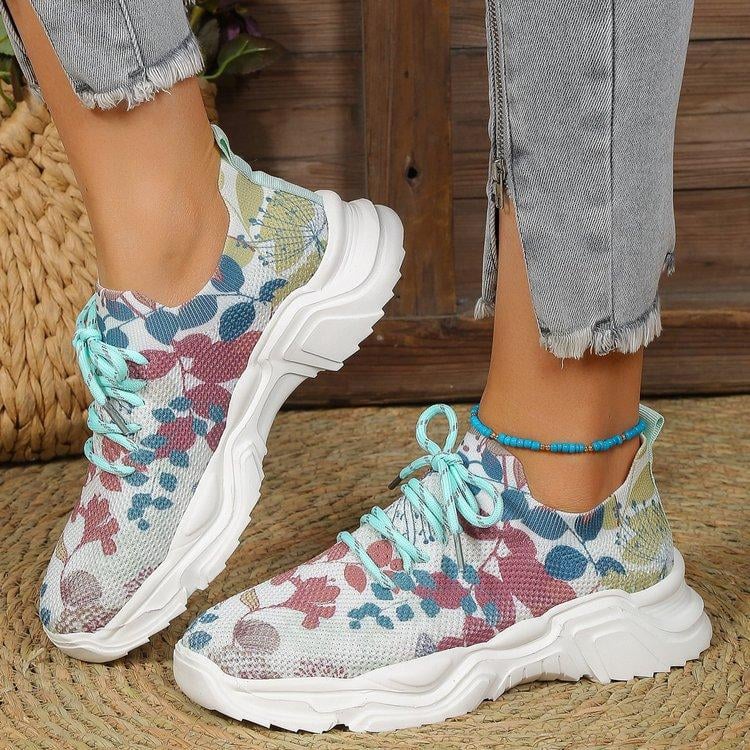 🔥 Floral Print Lace-up Breathable Orthopedic Sneakers
