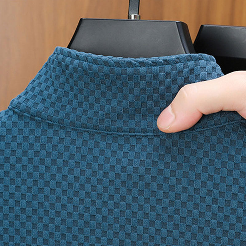 Men's High Fashion Pattern Half Zip Casual Business Shirt