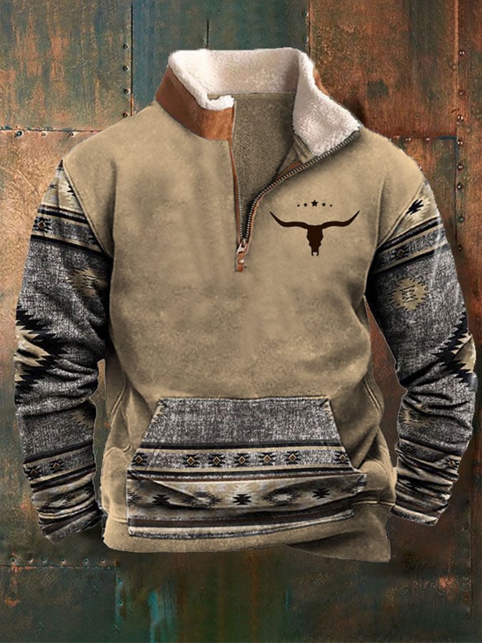 Men's retro western style printed casual sweatshirt