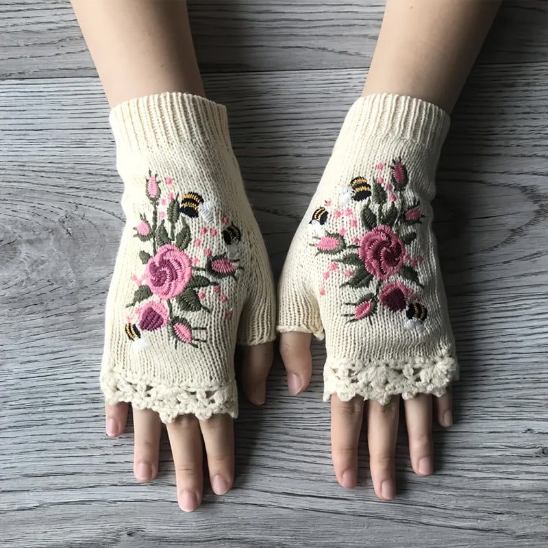 🌸Hand Embroidered Gloves