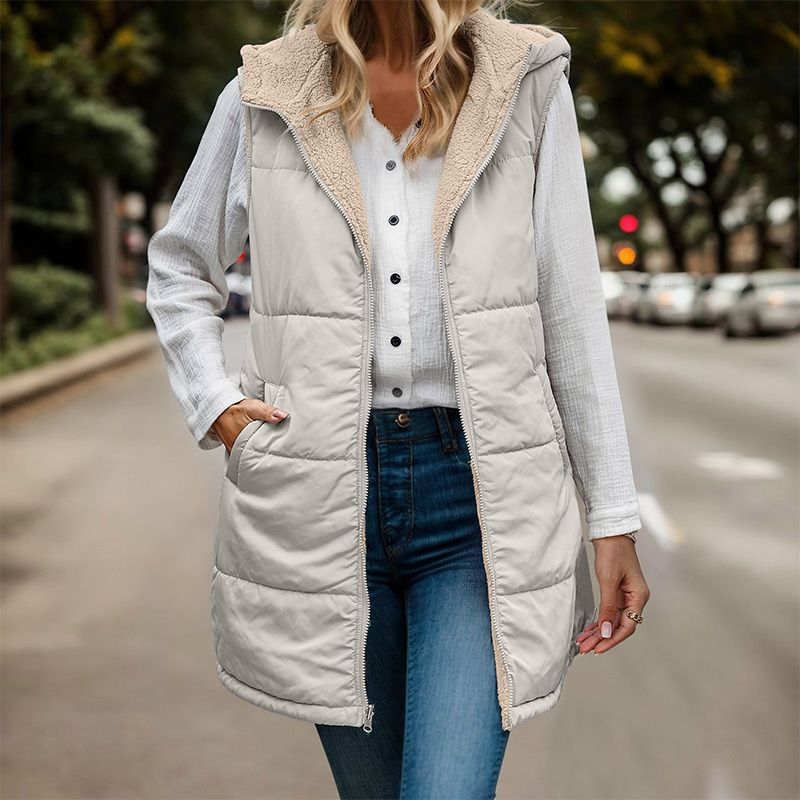 💝Great Gift! Women's Reversible Vest Sleeveless Faux Wool Jacket
