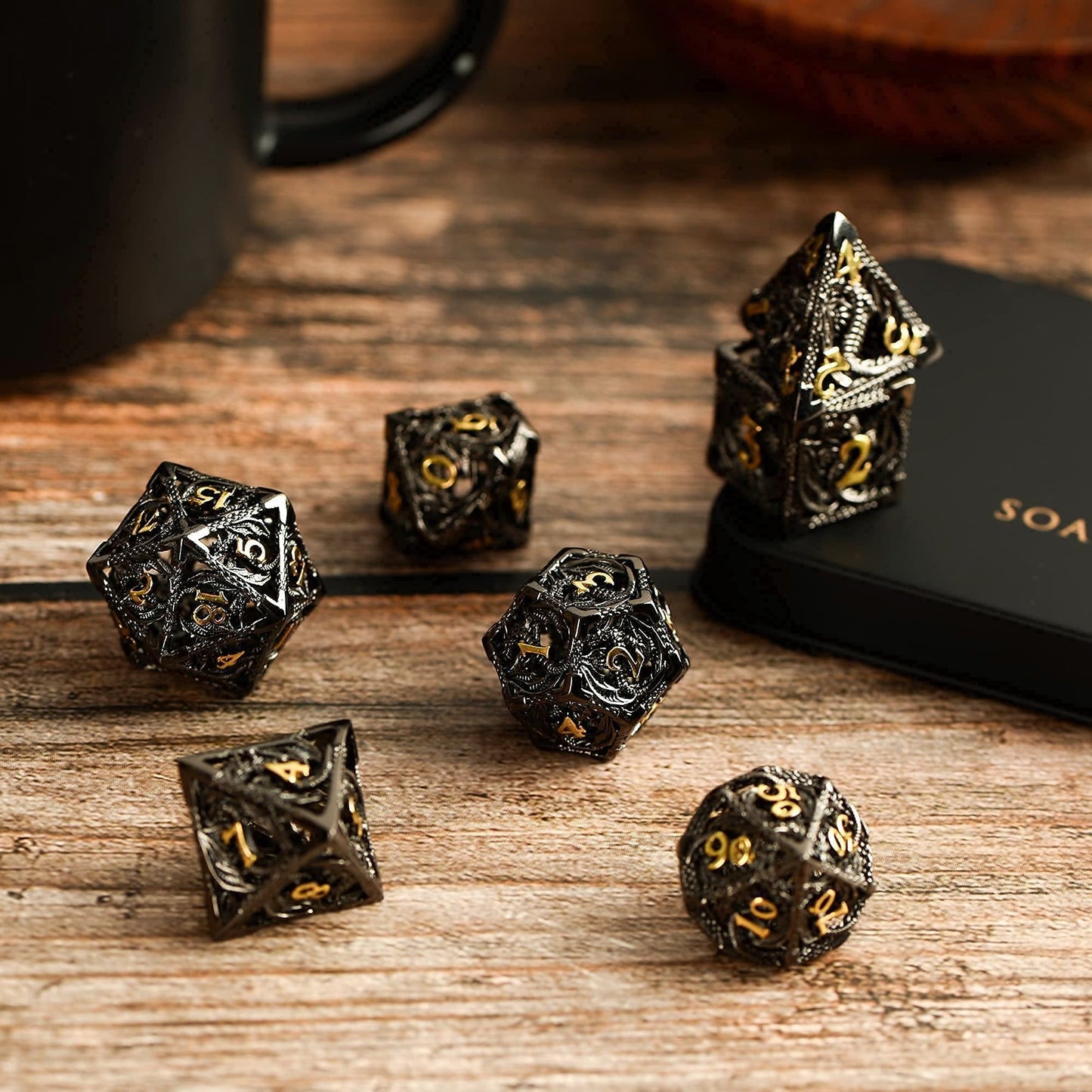 Hollow Metal Dragon Shaped Carving Dice Set🐲